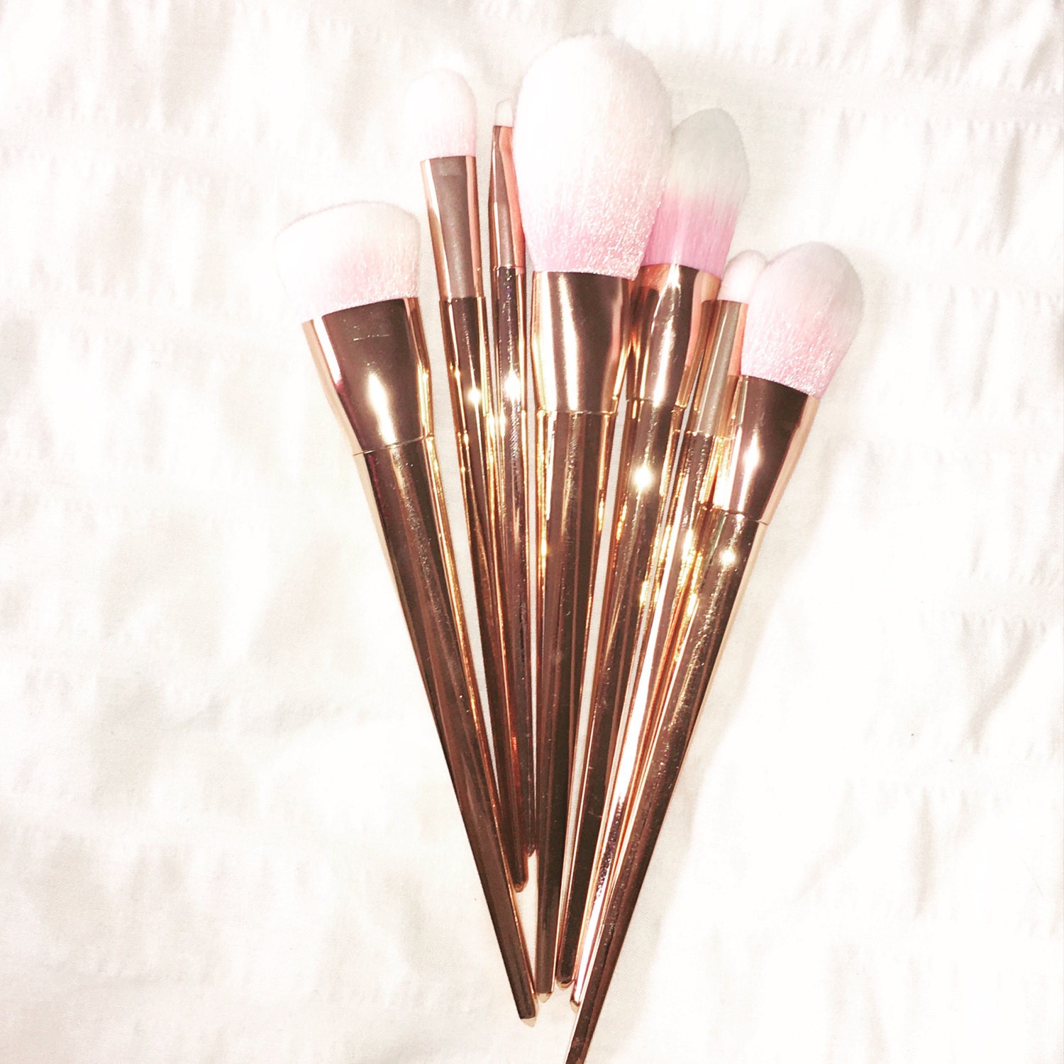 Rose Gold 7pc Makeup Brush Set by conaghandesigns on Etsy