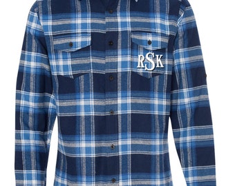 Monogrammed Flannel Shirt - Mens Monogrammed Flannel - Blue Plaid Flannel Monogram Shirt Monogrammed Button Down Shirt - Red Black Flannel