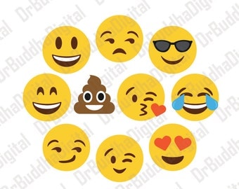 Sale! Emoji SVG Collection - Emoji DXF - Emoji Clipart - Svg Files for Silhouette Cameo or Cricut