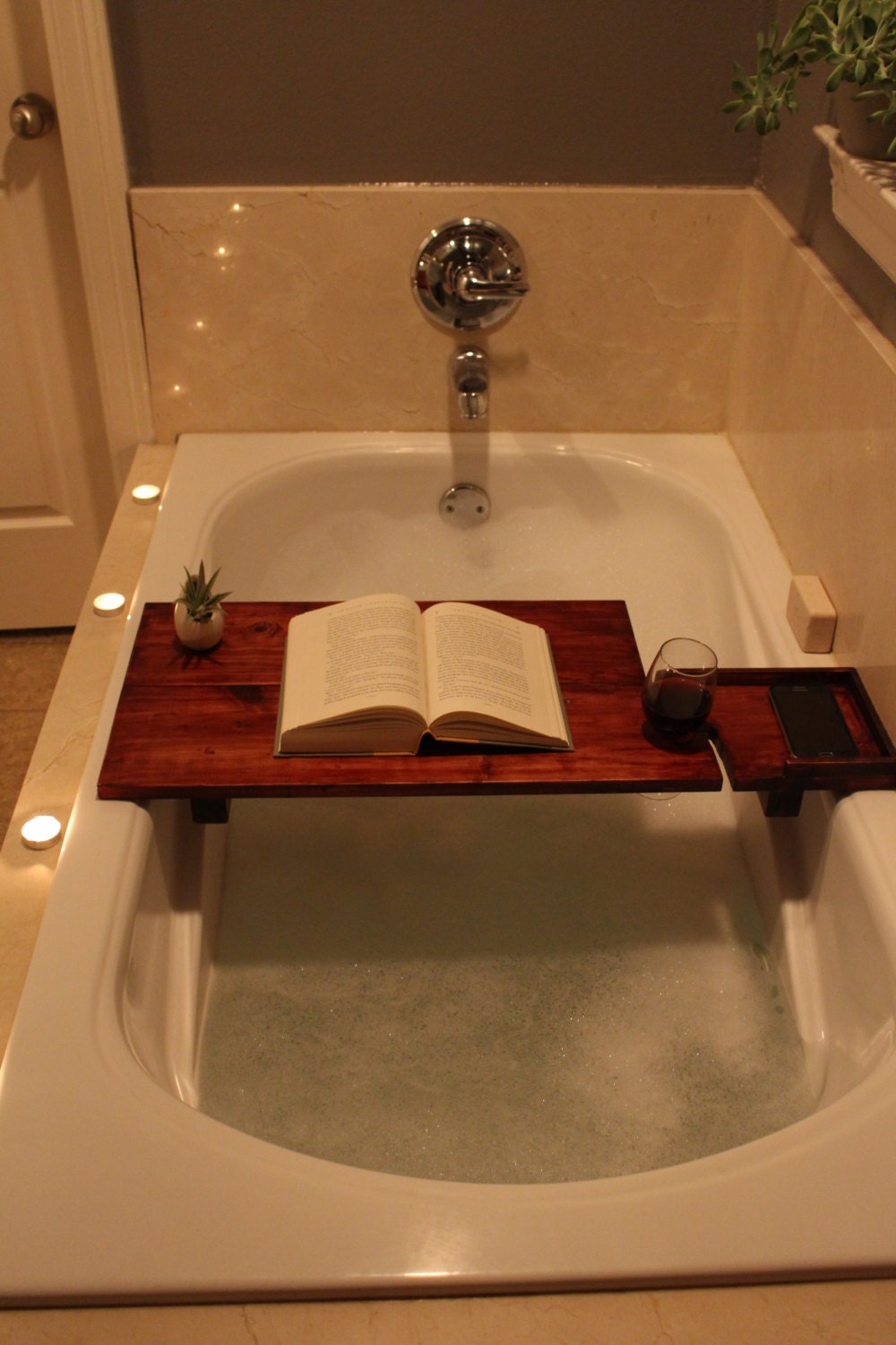 Bath Caddy with wine holder