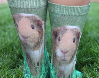 Guinea Pig Grass Socks | Unique Animal Novelty Sock | Fun Cool Birthday Gifts |Stocking Stuffers |Animal Lover Gift |Kids Socks| Girls Socks