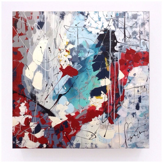 Abstract painting Canvas red abstract painting original