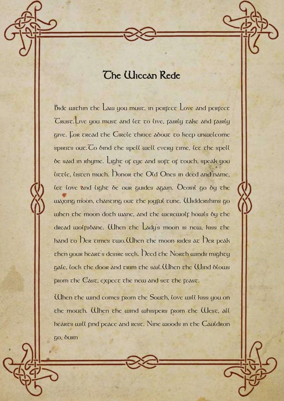 Wiccan rede Witches Creed Witches' Rune 4 by VeyonWiccanPlace