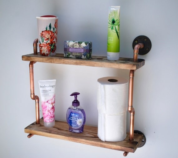 copper pipe shelf rack. wall mounted double by WeldworksByAtom