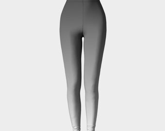 Ombre Leggings, Grey Leggings, Printed Leggings, Black and White Leggings, Workout Leggings, Gradient Leggings, Fashion Leggings, Grayscale,