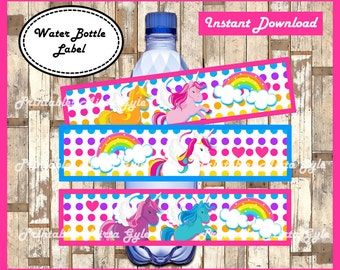 Unicorn Water Bottle Label, printable Rainbow party Water Bottle Label, Unicorns water bottle labels