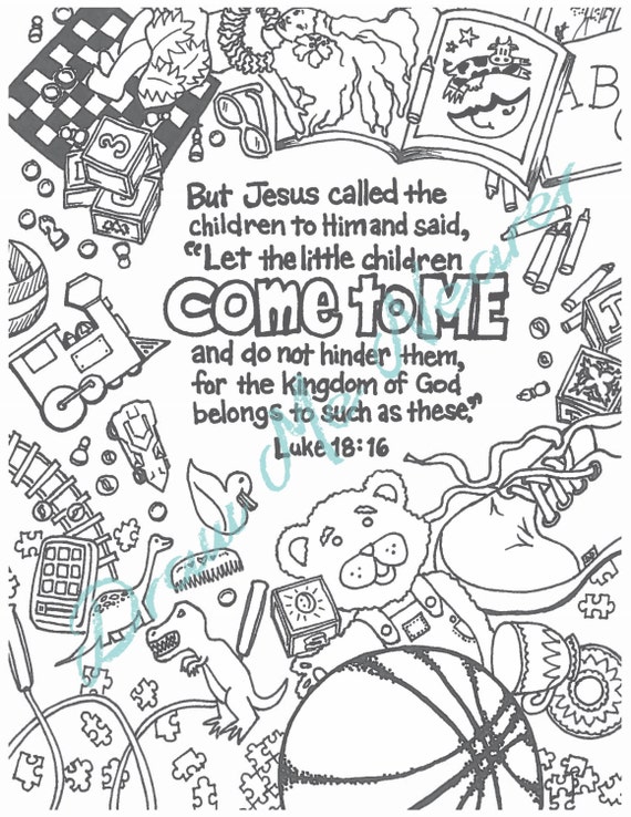 Download Items similar to Printable Coloring Page of Bible Verse: kids coloring, pdf, illustrated verse ...