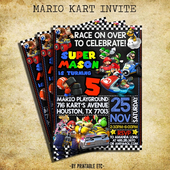 Mario Kart Invitations 8