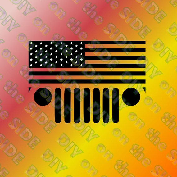 SVG Cut File JEEP Flag Stars and Stripes Grille Instant ...