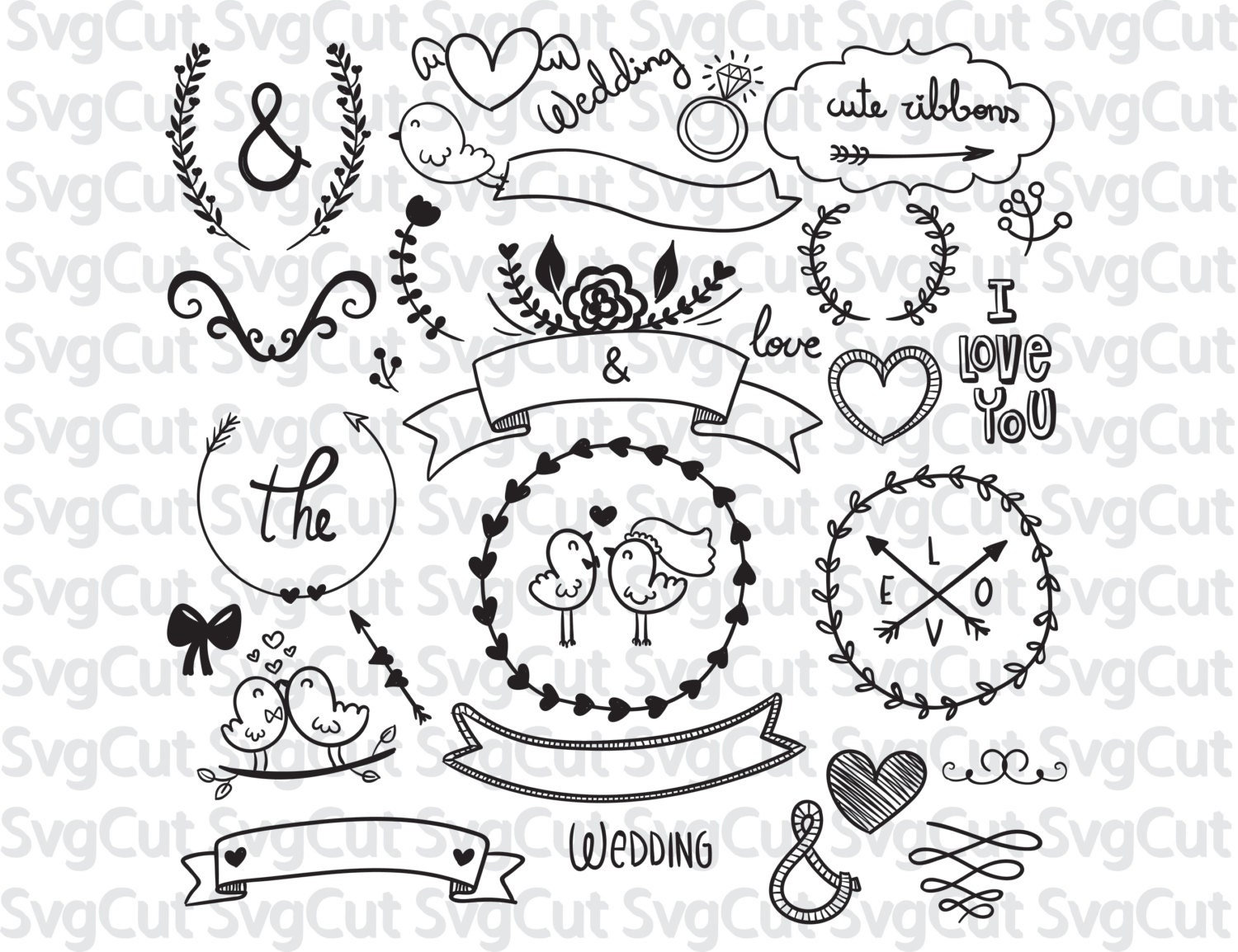  Wedding  clipart Marriage  SVG  Cutting files for wedding 
