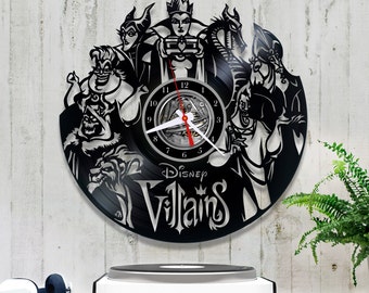 Disney Vinyl Clock/Villains Record Clock 1/5/3/Horloge Vinyl Disney/Clock for Kids/Vinyl Record/Wall Vinyl Clock/Vinyl Record