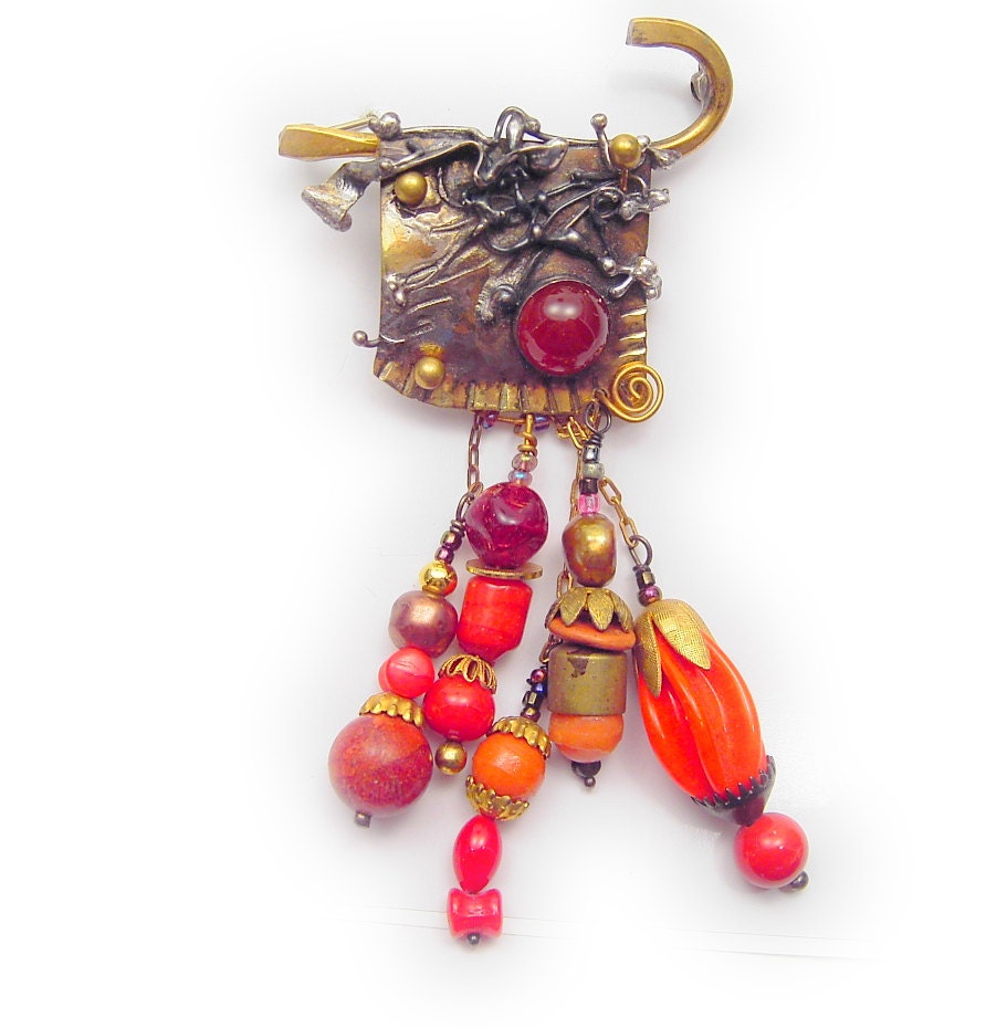 Dangle Pin Brooch in Sterling SilverBrass by mysticafelicity