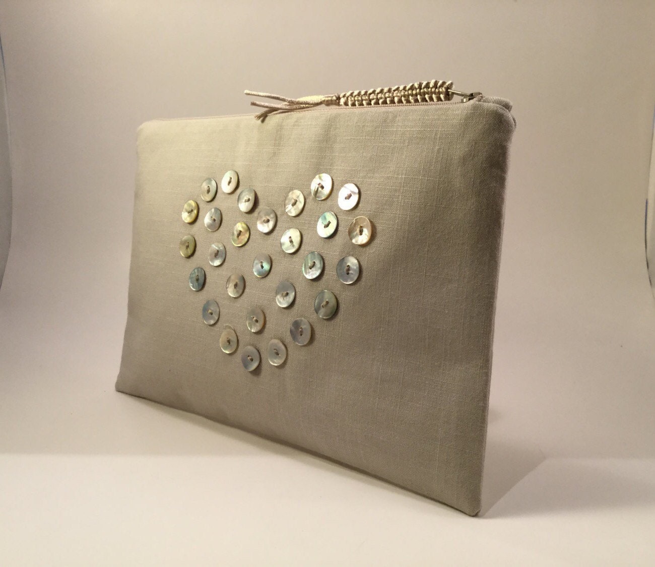 UNIQUE CLUTCH PURSE / Zippered Clutch / iPad Sleeve / Heart
