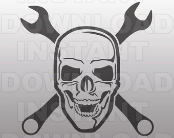 Mechanic Skull SVG File,Mechanic SVG File,Skilled Trades SVG-Cut File-Vector Clip Art-Commercial & Personal Use-Cricut,Cameo,Silhouette