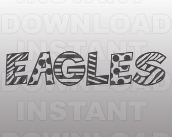 Eagles SVG File - Eagle Sports SVG File - Varsity SVG - Vector Clip Art - Commercial & Personal Use - Cricut Design Space, Silhouette Cameo