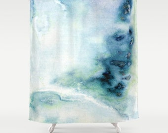 Blue, Abstract Shower Curtain, Original abstract Spiritual watercolor art painting "Into The Mystic No. 67" Kathy Morton Stanion EBSQ