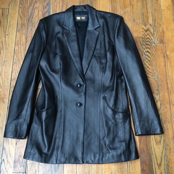 Vintage MANUEL western wear black leather jacket custom made
