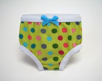 18 Inch Doll Clothes - Girl Doll Clothes - Multi-Colored Polka Dot Knit Green - 18 Inch Doll Underwear - 18" Doll Panties Underwear