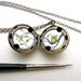 Tiny Owl Locket Painted in Oil Enamel, Miniature Spring Branches, Antique Bronze Patina