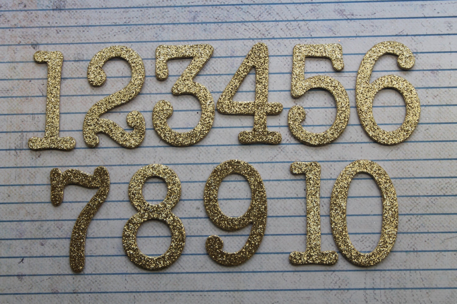 numbers 1 15 gold glitter cardstock over chipboard 1 34 inch