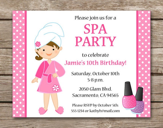 Spa Party Invitation Spa Invitation Spa Birthday Party Spa Party Invitation Spa Invitation Spa Birthday Party