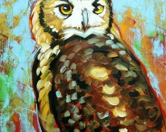 Owl painting 124 18x24 inch original oil painting by Roz