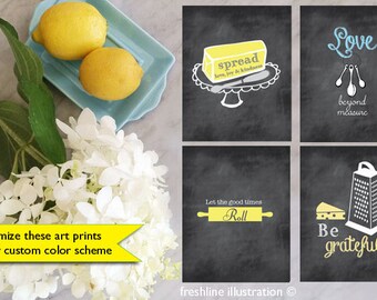 kitchen wall art print set funny kitchen art