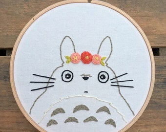 Totoro embroidery hoop art