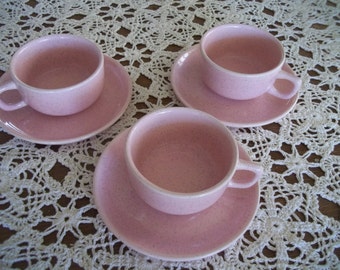 Brusche Cup and Saucer Set of 3 Bauer Pottery