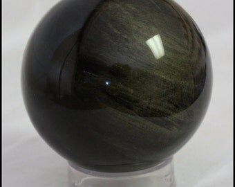 Silver Sheen Obsidian 77mm Gemstone Sphere Metaphysical Meditation Stone Chakra Crystal Gifts for Home Negativity Protection Crystal