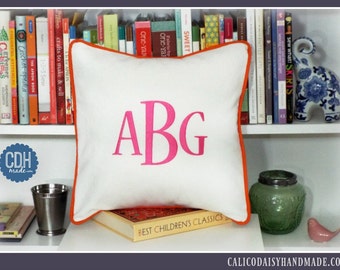 Large Font Monogrammed Pillow Cover - 12 x 12 square