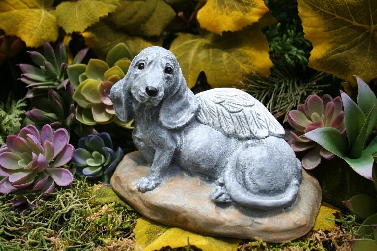 Dog Angel Statue Dachshund Memorial Dog Garden Art Sculptures