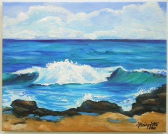 Ocean 2 Original Acrylic Painting from Kauai Hawaii by