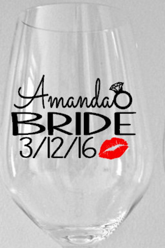 Personalized Bridal Party Wine Glass Decals by