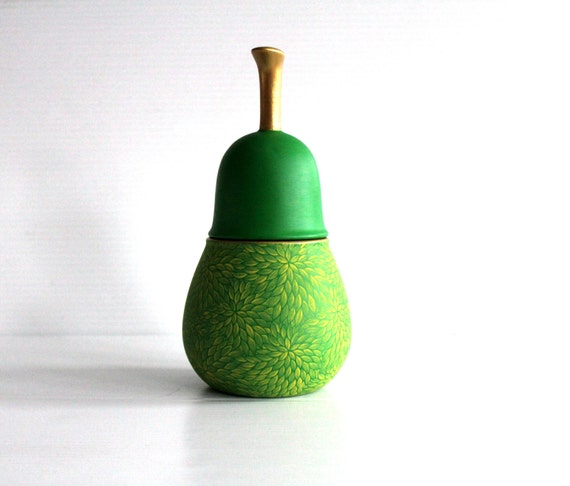 Pear: Hand Painted Ceramic Pear shaped jar