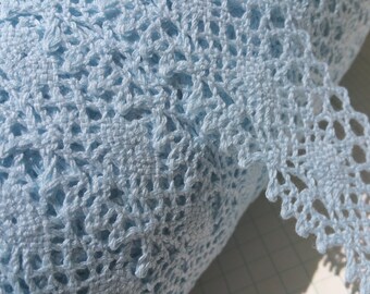 Light Blue Cluny Lace - Baby Blue Crochet Trim - Sewing Torchon Trim - 1 3/4" Wide