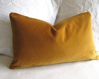 VELVET decorative Pillow 12x20 includes insert antique gold velvet fabric