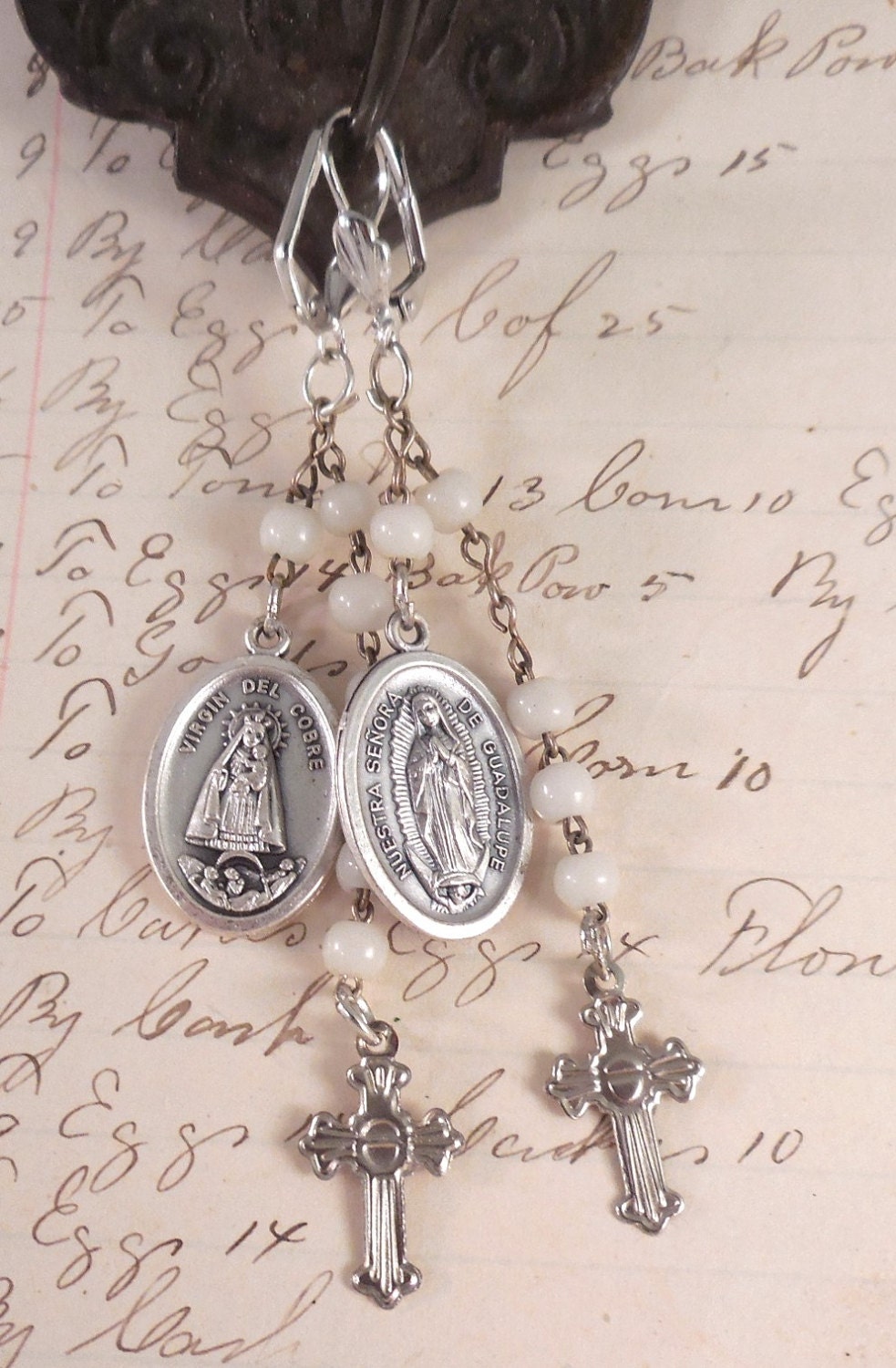 On Sale Upcycled Religious Earrings Vintage Rosary