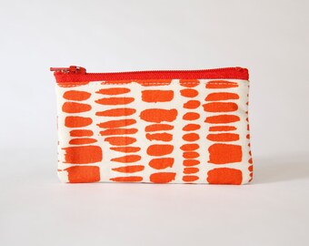 Small Zipper Pouch, Red Pattern, Coin Purse, Small Wallet, Card Wallet, Gadget Case, Ready to ship, Gift idea