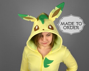 Leafeon Pokemon Costume Hoodie - Made to Order