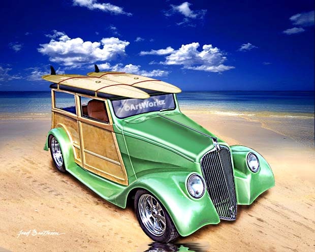 Auto Art Hot Rod Art Classic Car Print 33 Willys Woody