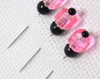 Counting pins, Stick Pins, Cross stitch, NeedleCraft, Embroidery, Pink