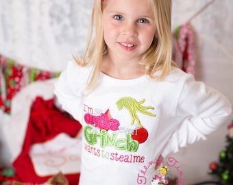 Christmas shirt ~ Grinch ~ Too Cute ~ Even the Grinch wants to steal me ~ Cindy Lou Who ~ Santa ~ Christmas Pictures ~Night Before Christmas
