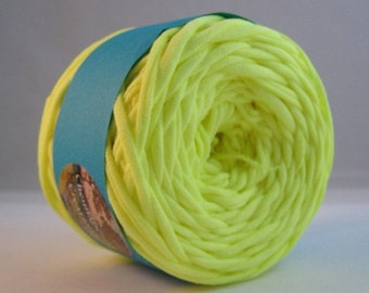 T Shirt Yarn Hand Dyed-Fluorescent Yellow 60 Yards