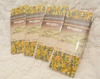 Vintage Single Fold Bias Tape Wrights Floral 4 pkgs of 4 yards each more available