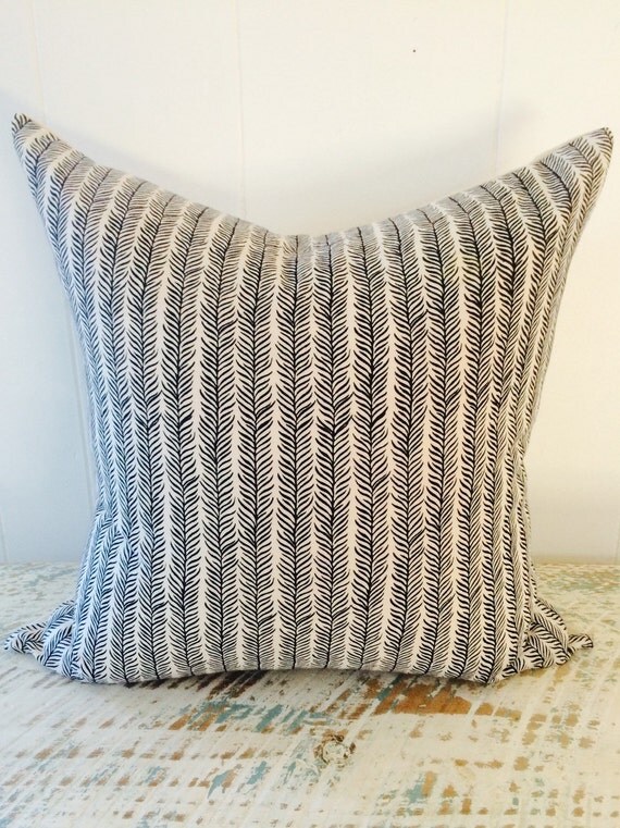 Block Print Black And Cream Pillow Cover 20x20 by