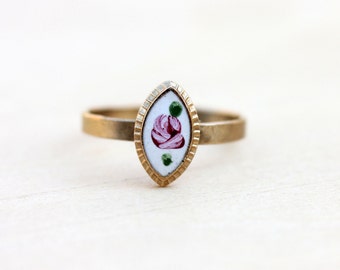 Rose Flower Ring, Rose Ring, Flower Ring, Marquis Ring, White Ring, Enamel Ring, Guilloche Flower Ring, Guilloche Ring, Gold Ring, Ring
