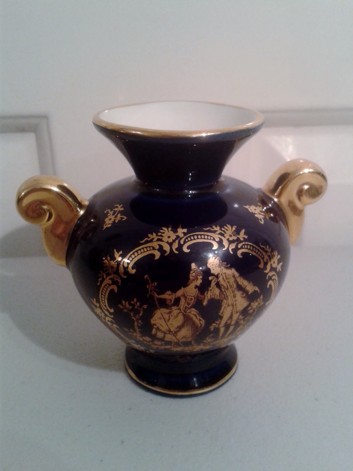 Limoges Vintage Vase Porcelain Vintage Cobalt Blue Small