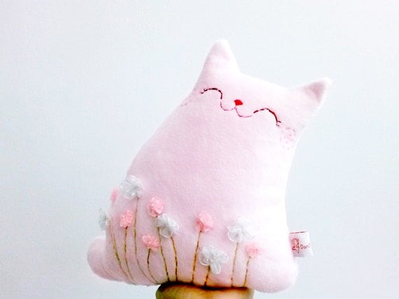 pink stuffed cat