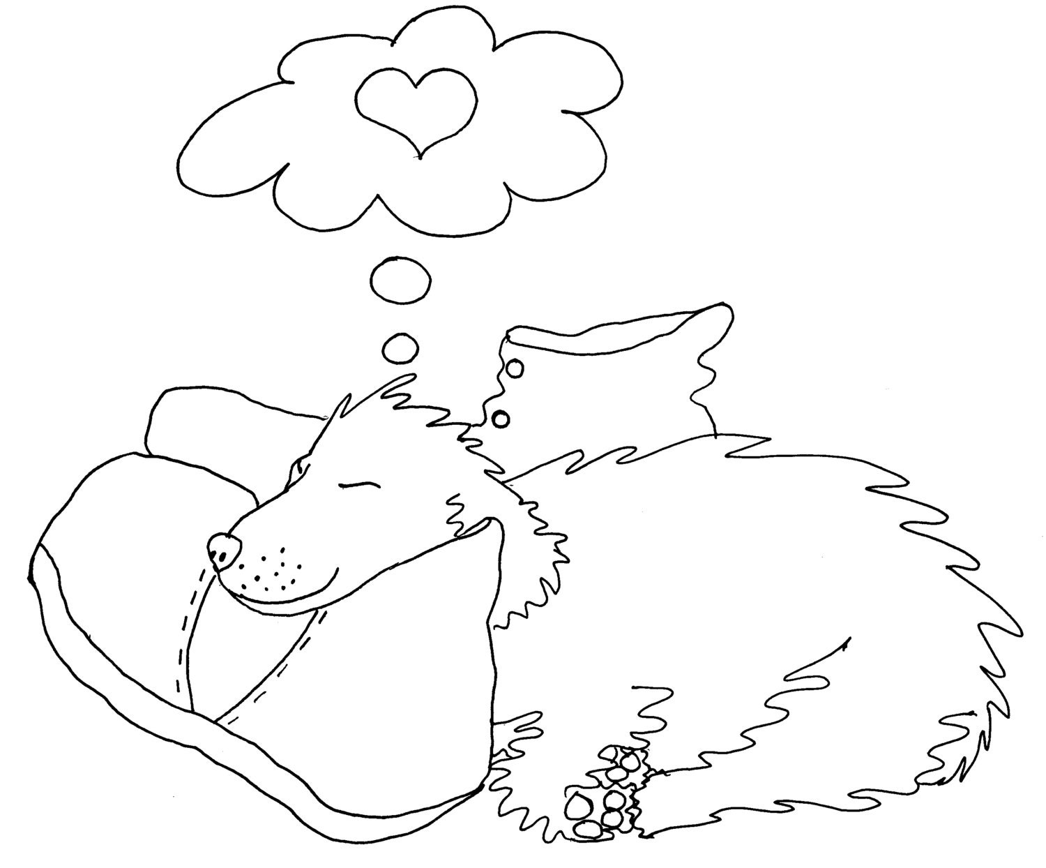 Puppy Love Cute Adult Coloring Page by Chubby Art Cartoons